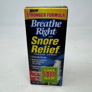 Breathe Right Snore Relief Throat Spray 2oz Stronger Formula Discontinued